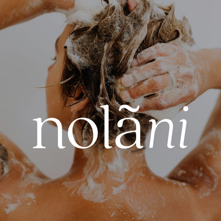 Nolani logo and branding identity design. Australian made botanical hair products.