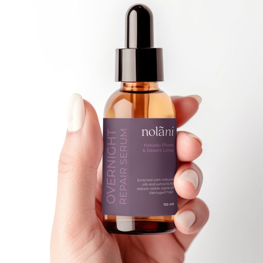 Nolani Kakadu Plum & Desert Lime Enriched with natural oils and extracts to reduce visible signs of damaged hair. 110 ml OVERNIGHT REPAIR SERUM